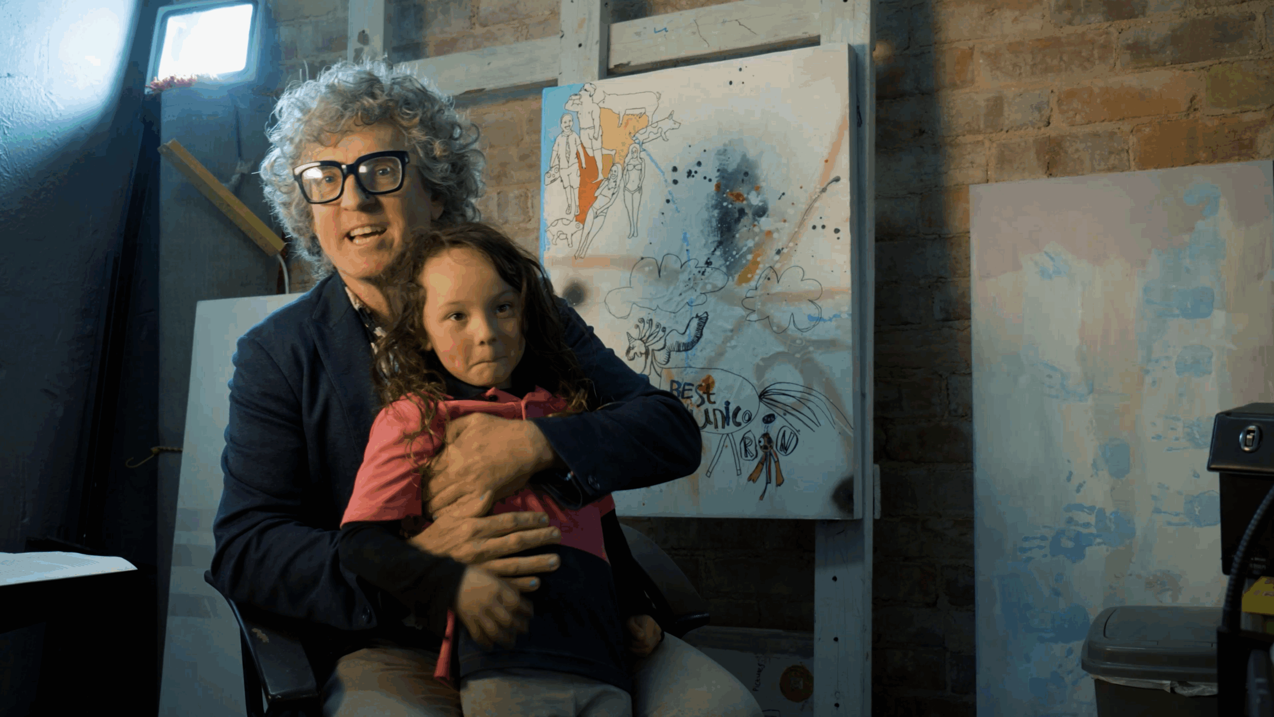 Eddie with his Daughter Danny During Interview